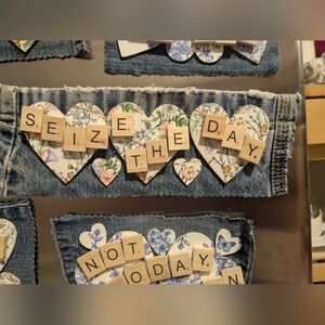 Sieze The Day Jumbo Magnet Floral Hearts On Denim